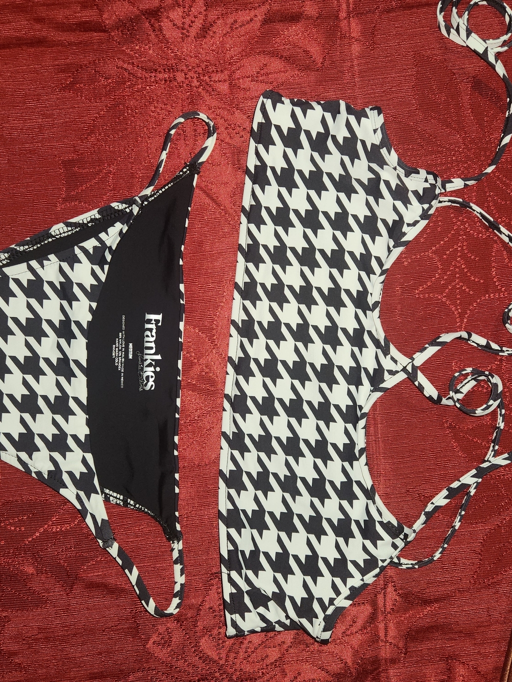 Frankie's Bikinis Black & White Houndstooth Two-Piece
